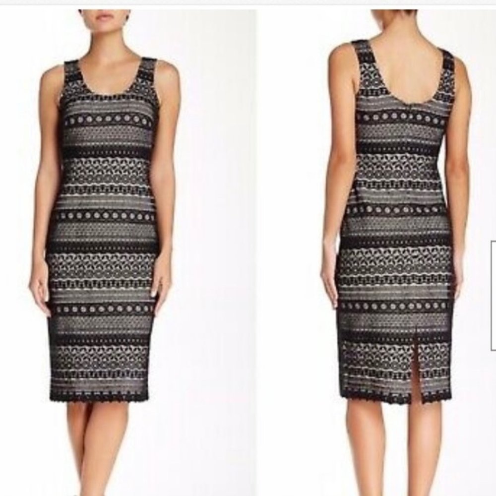 Cynthia Steffe Black & White Crochet Lace Midi Dress
